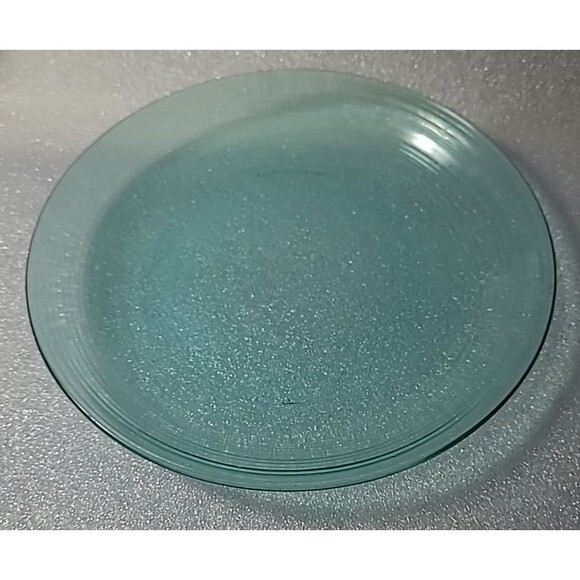 Set of 8 Arcoroc France Green Teal Glass Salad Dessert Plate Ribbed 7.5" - Picture 8 of 10